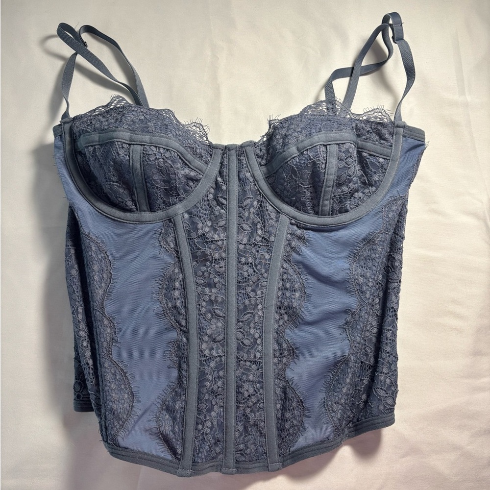 Urban Outfitters Blue Lace Corset Tank Top